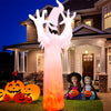 12-foot Halloween inflatable ghost decoration with LED lights, perfect for yard or park, featuring a realistic design.