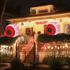 Two 3-foot Halloween inflatable eyeballs with bloodshot patterns and red LED lights, perfect for spooky outdoor decor.
