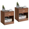 Set of 2 brown nightstands featuring a storage drawer and open compartment, perfect for bedside or living room use.