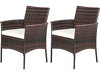 2 Pieces Outdoor PE Rattan Armchairs with Removable Cushions