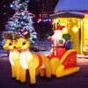 Inflatable 7.5 feet Santa in sled with two reindeer, waterproof and LED-lit, perfect for outdoor Christmas decoration.