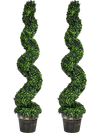 2 Pack 4 Feet Artificial Spiral Boxwood Topiary Indoor Outdoor Decor