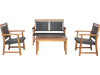 4 Pieces Outdoor Patio Rattan Furniture Sofa Set with Acacia Wood Frame