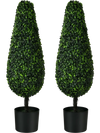 2 Pack 3 Feet Artificial Tower UV Resistant Indoor Outdoor Topiary Tree
