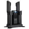 Electric shoe dryer for 4 shoes in black with ozone disinfection, 180-min timer, and efficient forced air drying.
