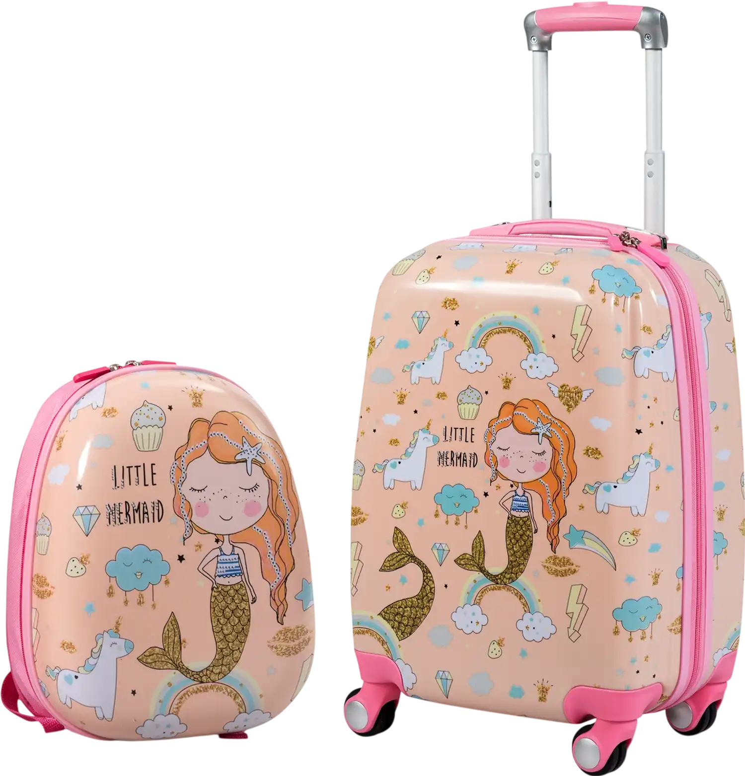 Costway 2-Piece Kids Luggage Set Backpack Suitcase 12
