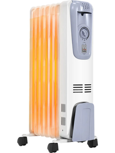 Costway 1500W Oil Filled Radiator Heater w/ Thermostat & 4 Wheels 76421395 New