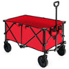 Outdoor Folding Wagon Cart with Adjustable Handle and Universal Wheels-Red - Gallery View 1 of 10