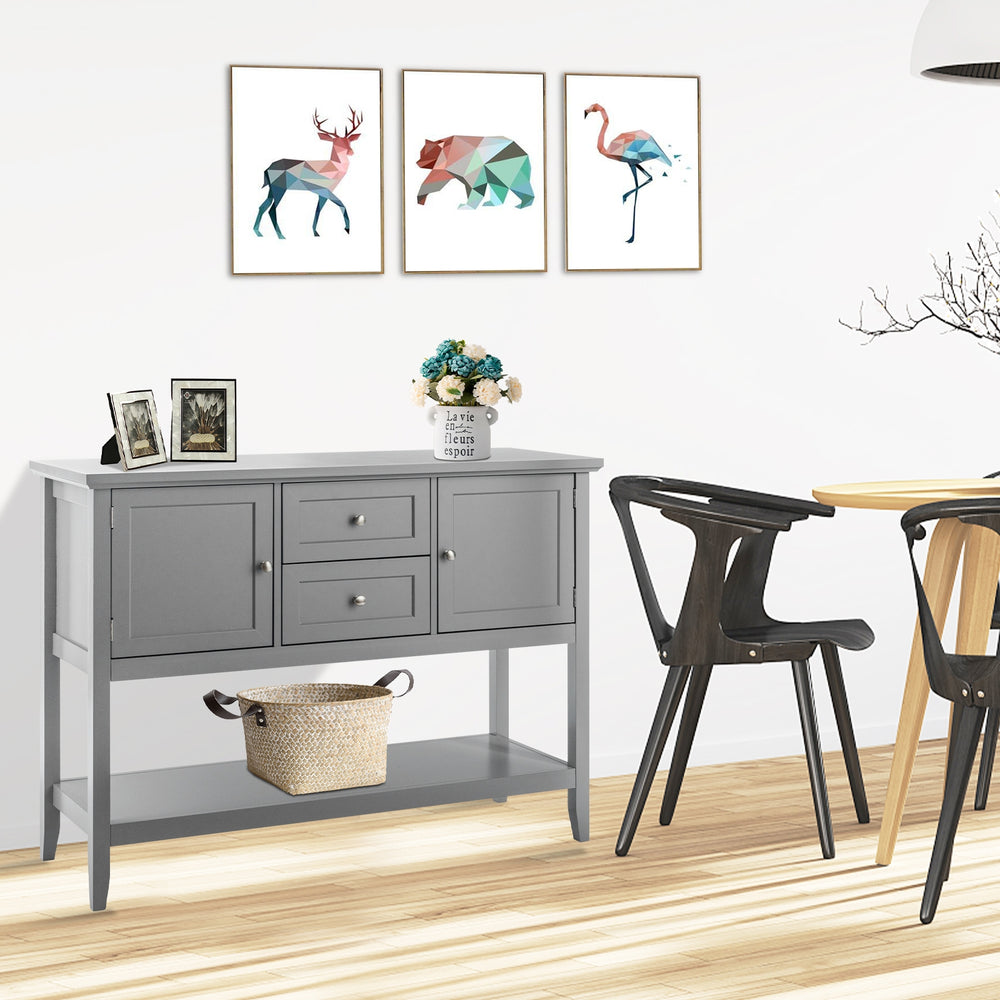 Wooden Sideboard Buffet Console Table  with Drawers and Storage-Gray - Gallery View 1 of 10