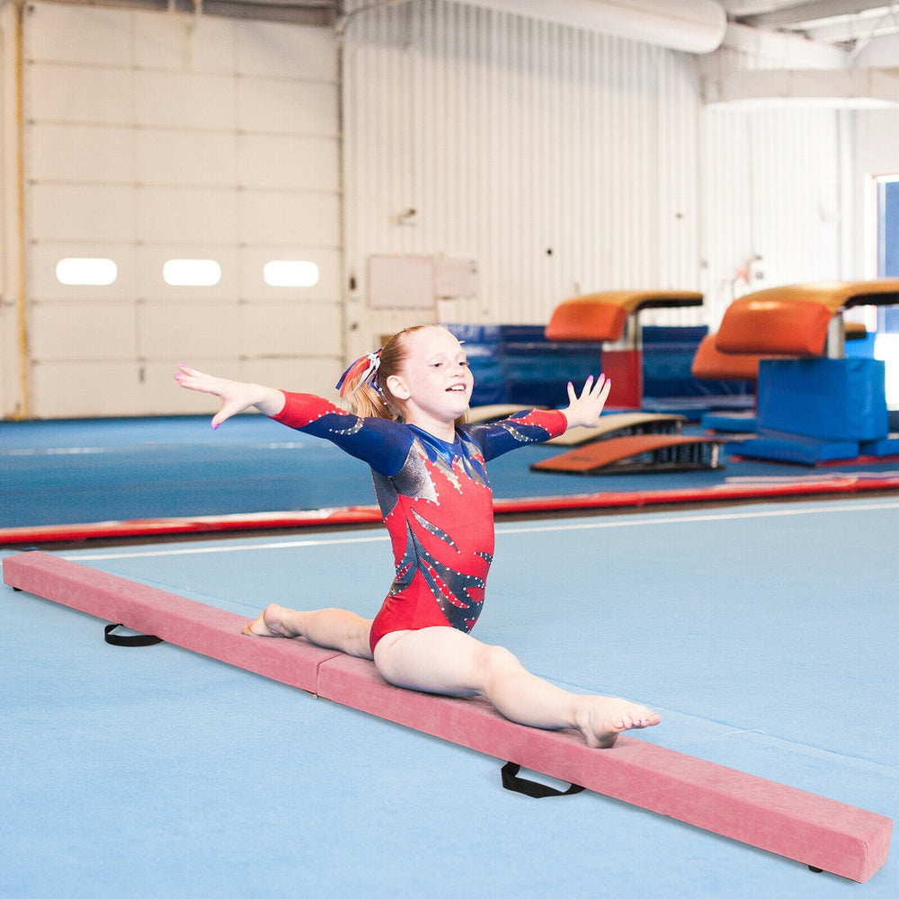 7 Feet Folding Portable Floor Balance Beam with Handles for Gymnasts-Pink - Gallery View 1 of 9