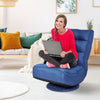 Navy 5-position folding floor gaming chair with 360-degree swivel and high-density sponge for comfortable seating.