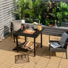 Square 31-inch outdoor fire pit dining table with BBQ grate, sturdy steel frame, perfect for patio and backyard.