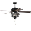 50-inch black ceiling fan with lights, reversible blades, and pull chain control, ideal for living room or bedroom use.