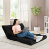 6-Position Adjustable Sleeper Lounge Couch with 2 Pillows-Black - Gallery View 1 of 12