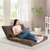 6-Position Adjustable Sleeper Lounge Couch with 2 Pillows-Coffee - Gallery View 1 of 10
