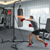 Heavy duty boxing punching stand with a heavy bag and speed bag, ideal for home gym strength training and exercise.