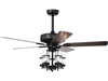 50-inch black ceiling fan light with explosion-proof glass lampshades and reversible blades for year-round comfort.