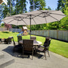 15 Feet Twin Patio Umbrella with 48 Solar LED Lights-Beige - Gallery View 1 of 10