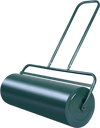 Green 24 x 13 inch lawn roller with a foldable handle, ideal for packing down soil and smoothing lawns.
