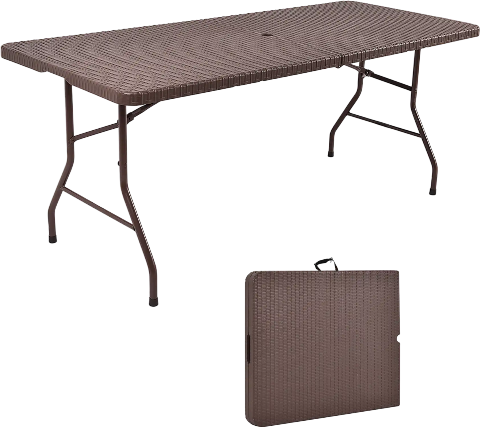 Costway 6' Folding Portable Rattan Picnic Table w/ Carrying Handle 51680273 New