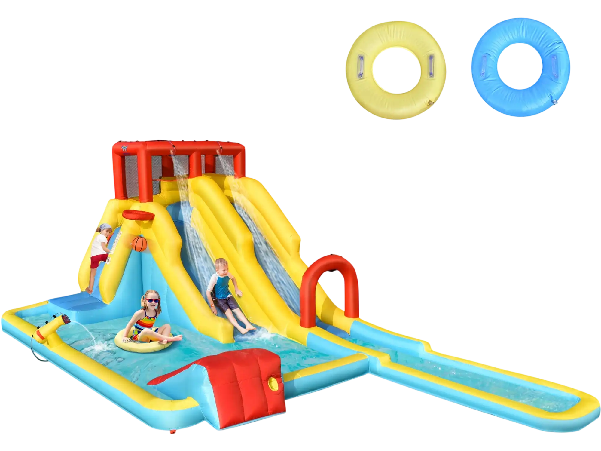 Costway 7-in-1 Inflatable Dual Slide Water Park Bounce House 86740925 New