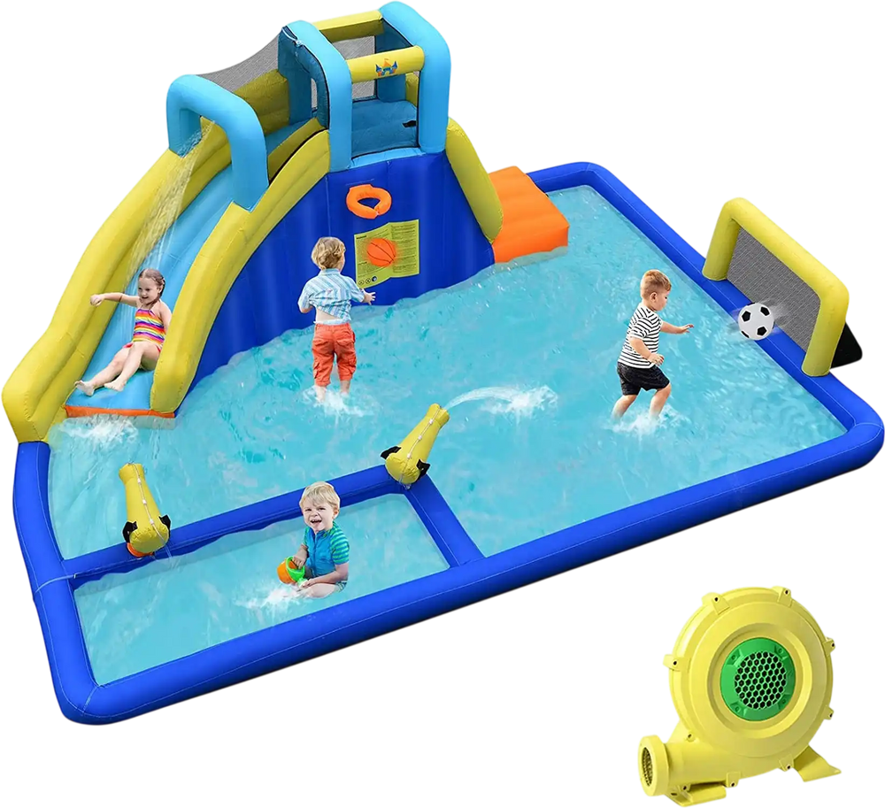 6-in-1 Inflatable Water Slides with Blower for Kids