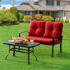 2 Pieces Patio Loveseat Bench Table Furniture Set with Cushioned Chair-Red - Gallery View 1 of 9