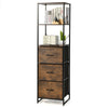 Freestanding vertical dresser in rustic brown with 3 drawers and 3 shelves, ideal for stylish storage in any room.