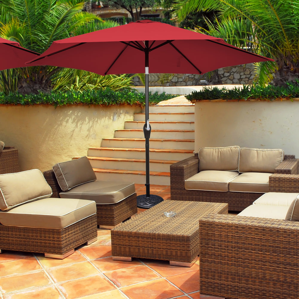 10 Feet Outdoor Patio Umbrella with Tilt Adjustment and Crank-Dark Red - Gallery View 1 of 12