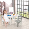 Kids 5-piece table and chair set in white, perfect for playroom activities, featuring rounded corners for safety.