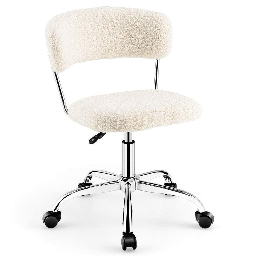 Sherpa office chair with adjustable height, chrome base, and rolling casters for versatile use in any room.