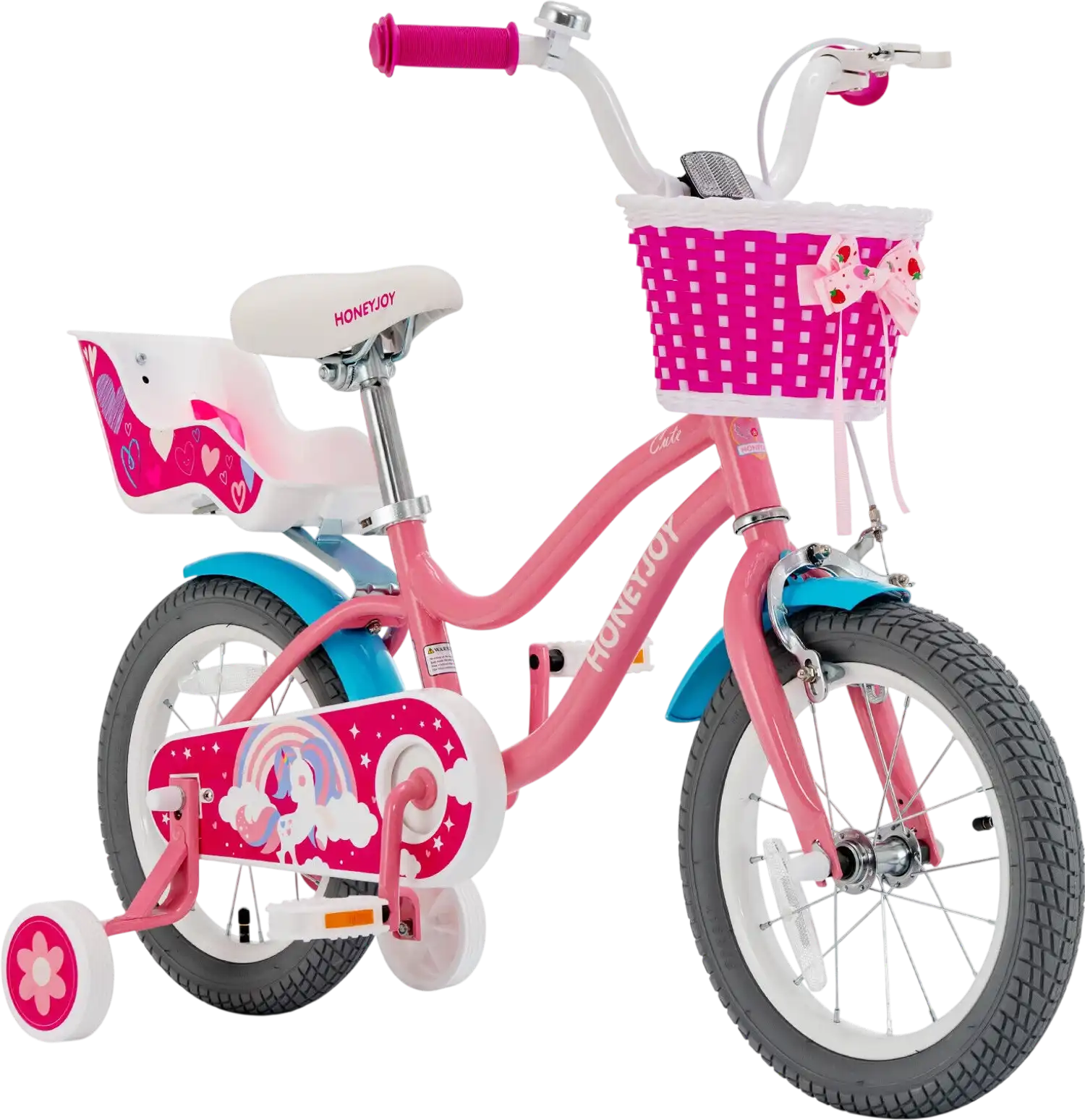 Costway Kids Bicycle w/ Training Wheels Basket Doll Seat Ages 3-9 69734852 New
