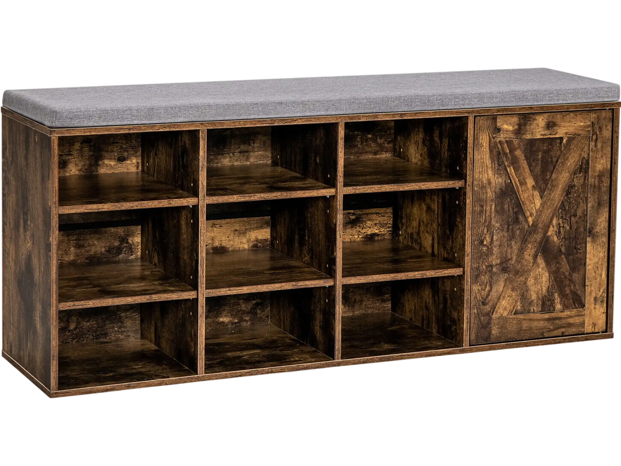 Costway 9-Cube Shoe Storage Bench w/ Adjustable Shelves & Removable Cushion 08563149 New