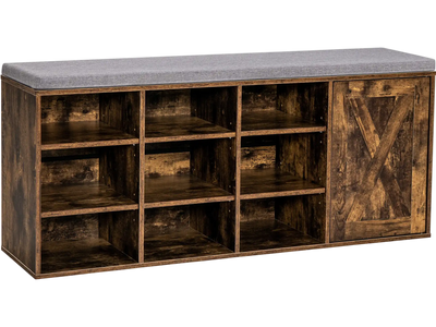 Costway 9-Cube Shoe Storage Bench w/ Adjustable Shelves & Removable Cushion 08563149 New
