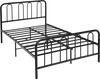 Full/queen size metal bed frame with headboard and footboard, sturdy rustproof design, ideal for guest rooms and.