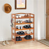 5-Tier Acacia Wood Shoe Rack with Side Metal Hooks - Gallery View 1 of 9