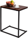 Elegant dark brown side table featuring a sleek L-shape design, ideal for placing snacks and drinks beside your sofa.