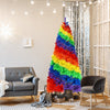 Colorful 7-foot artificial Christmas tree with 1213 rainbow branch tips, ideal for indoor and outdoor holiday.