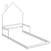Twin Size Floor Bed with Chimney and Headboard and Handrail-White - Gallery View 1 of 1