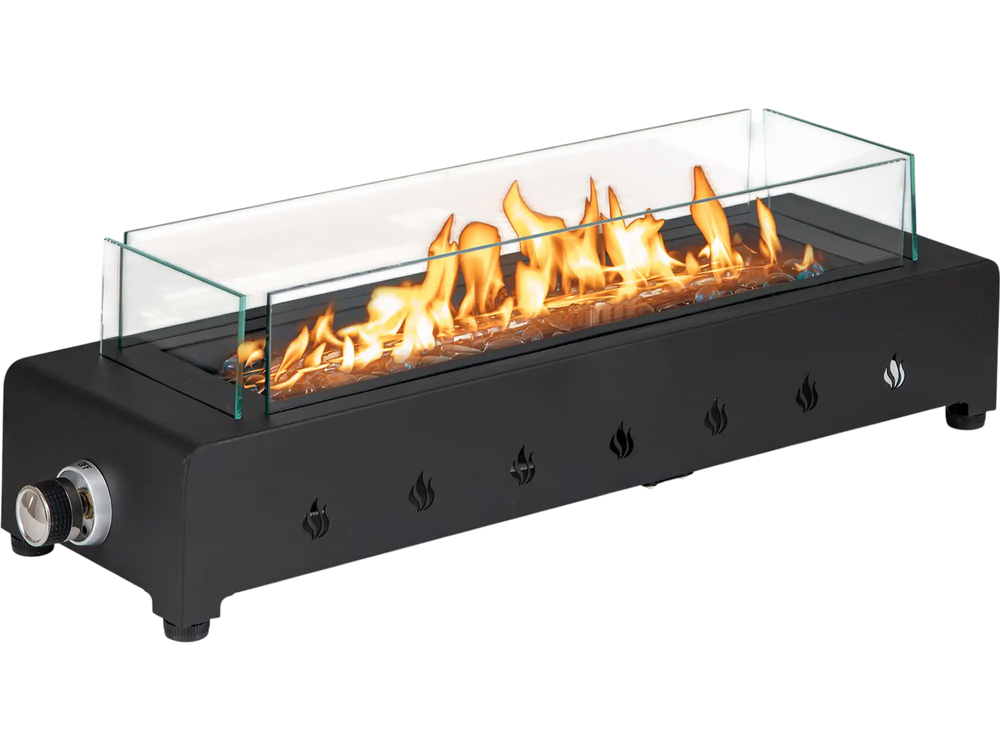 Portable Mini Fireplace with Wind Guard and Stainless Steel Burner
