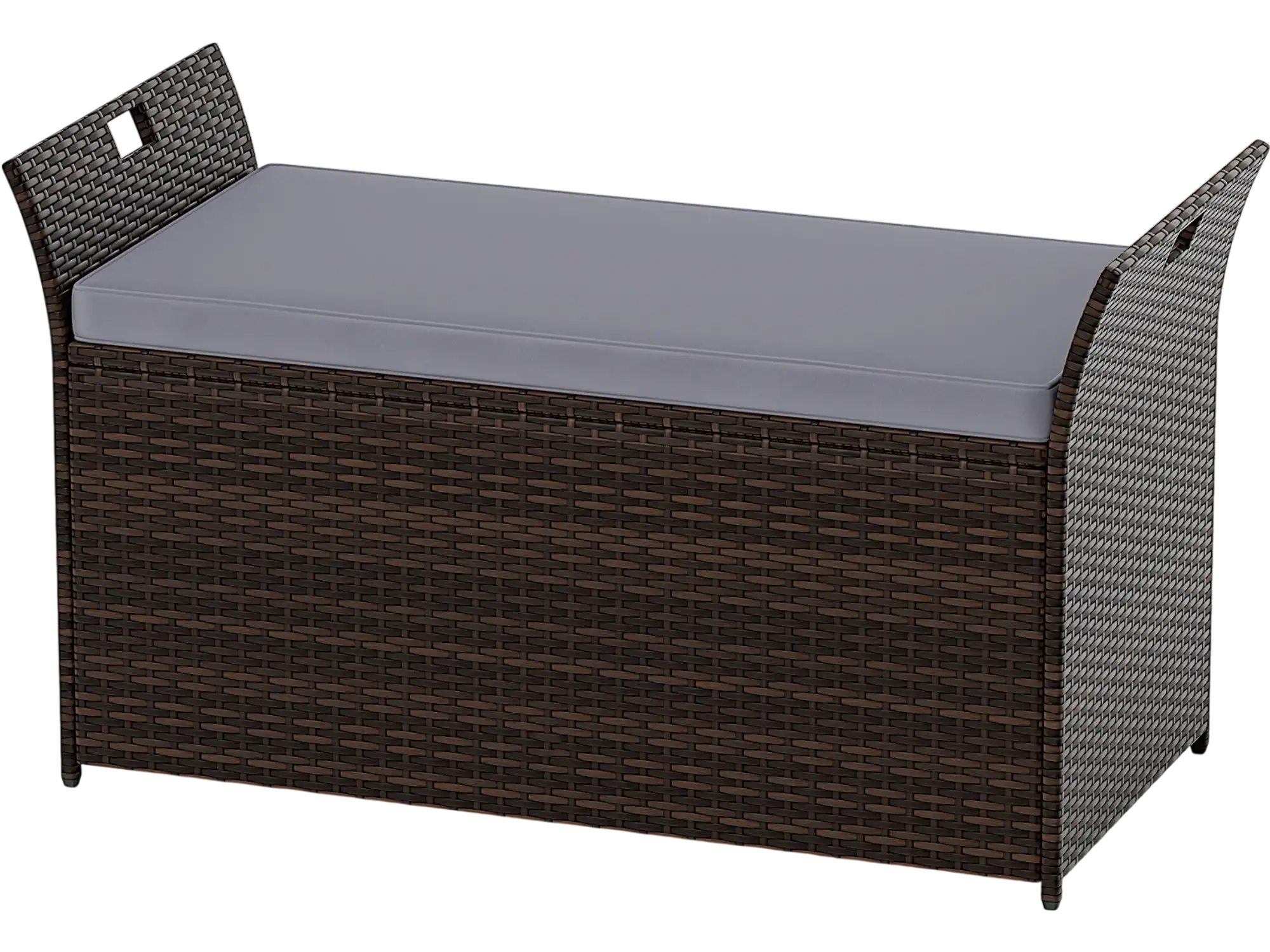 Costway Outdoor PE Rattan Wicker Storage Bench w/ Side Handles 756821934 New