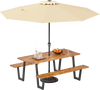 Outdoor Dining Table Set for 6 with 10 Feet Umbrella and Base