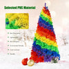 Colorful 7 feet artificial Christmas tree with 1213 PVC branch tips, featuring a rainbow swirl design for festive.