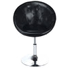 Modern adjustable swivel round chair in black PU leather with tufted back, perfect for home or bar use.