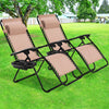 2 Pieces Folding Recliner Zero Gravity Lounge Chair - Beige - Gallery View 1 of 10