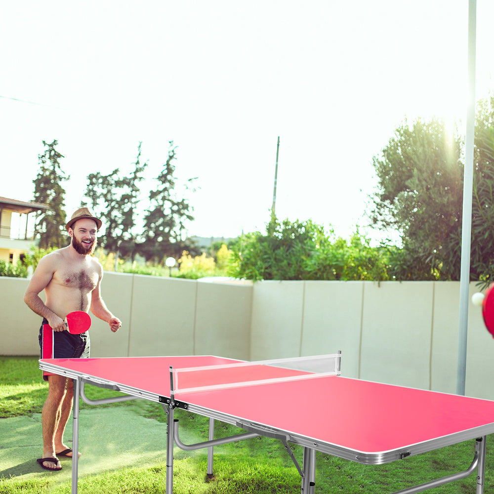60 Inch Portable Tennis Ping Pong Folding Table with Accessories-Red - Gallery View 1 of 10