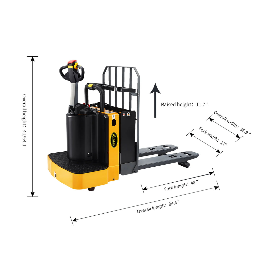 Apollolift A-1026 Pallet Jack Pro Full Electric End Control 6600 lbs. Capacity With 48" x 27" Forks New