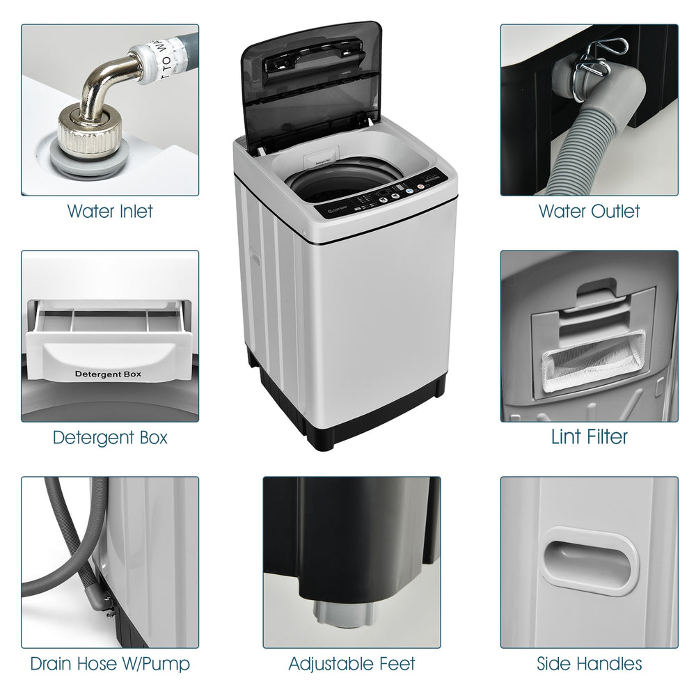 Full-automatic washing machine with stainless steel inner barrel, 1.5 Cu.Ft capacity, and clear control panel for easy.