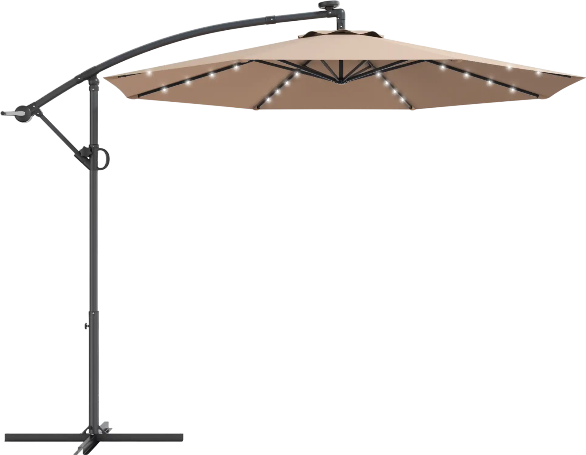 Costway 10' 360° Rotating Solar LED Patio Offset Umbrella 43685109 New