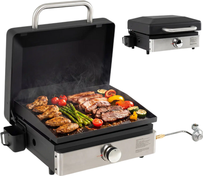 Costway Portable 1-Burner Gas Griddle w/ Lid Non-Stick Ceramic Plate 87286211 New